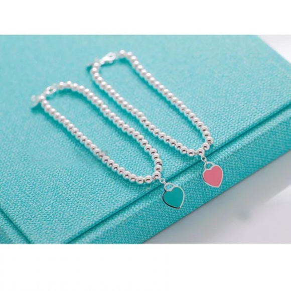 925 Beaded Real Silver Teal Red Bracelet - Picture 4 of 17